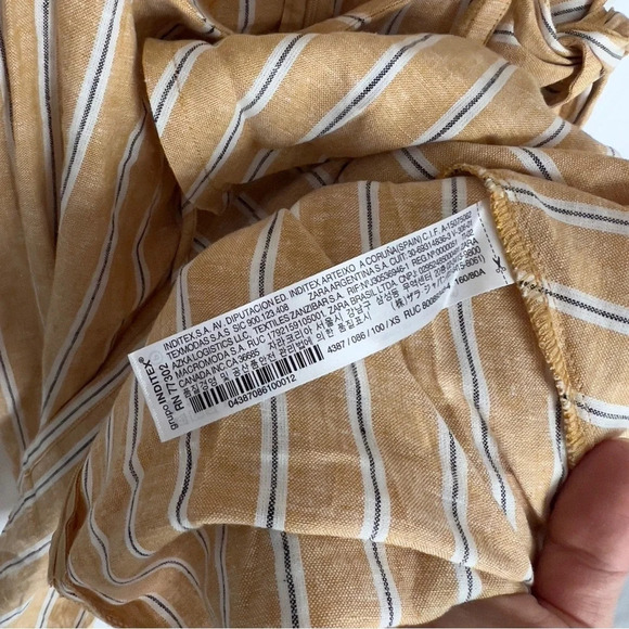 Zara Yellow Linen Blend Striped  Mini Dress size XS - Picture 5 of 10